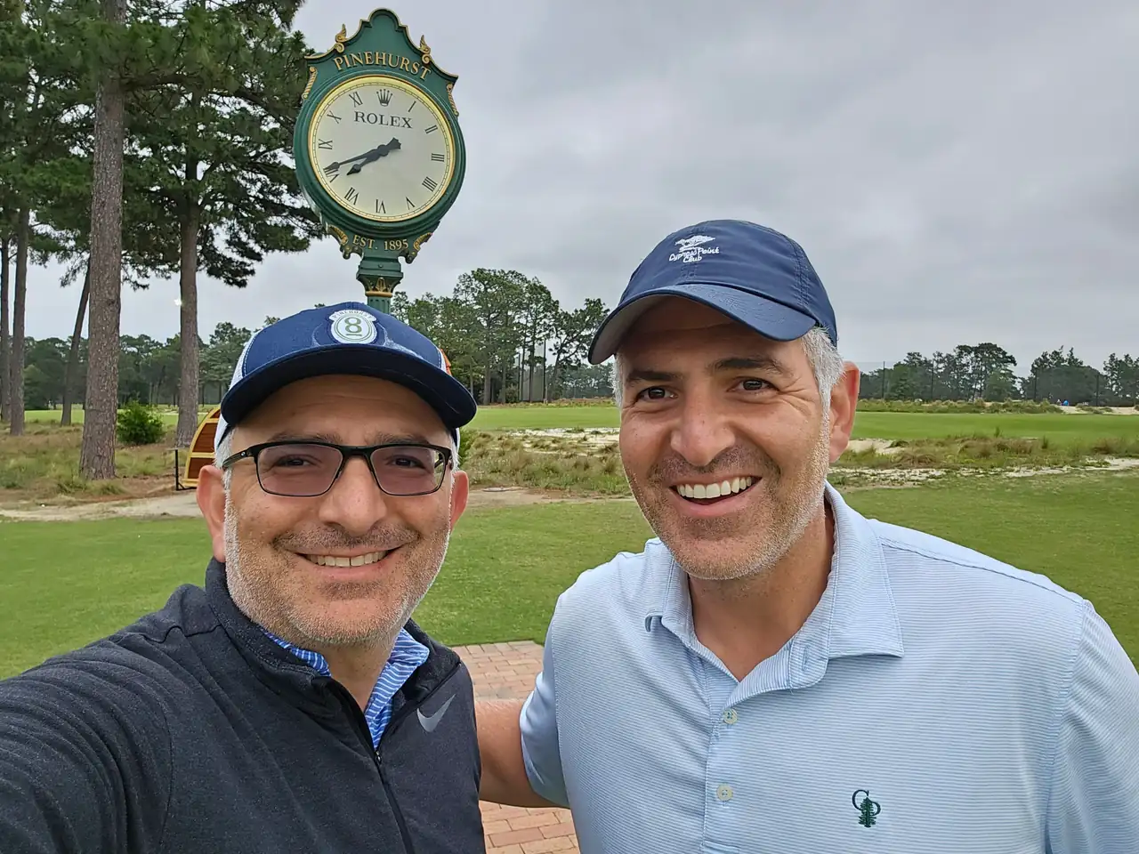 The Perry Bros by the first-tee clock at Pinehurst No. 2