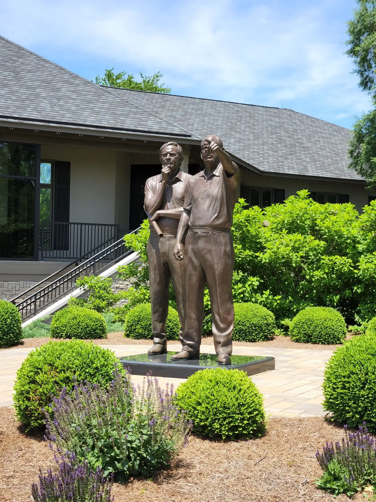 The statue outside the Valhalla Golf Club clubhouse