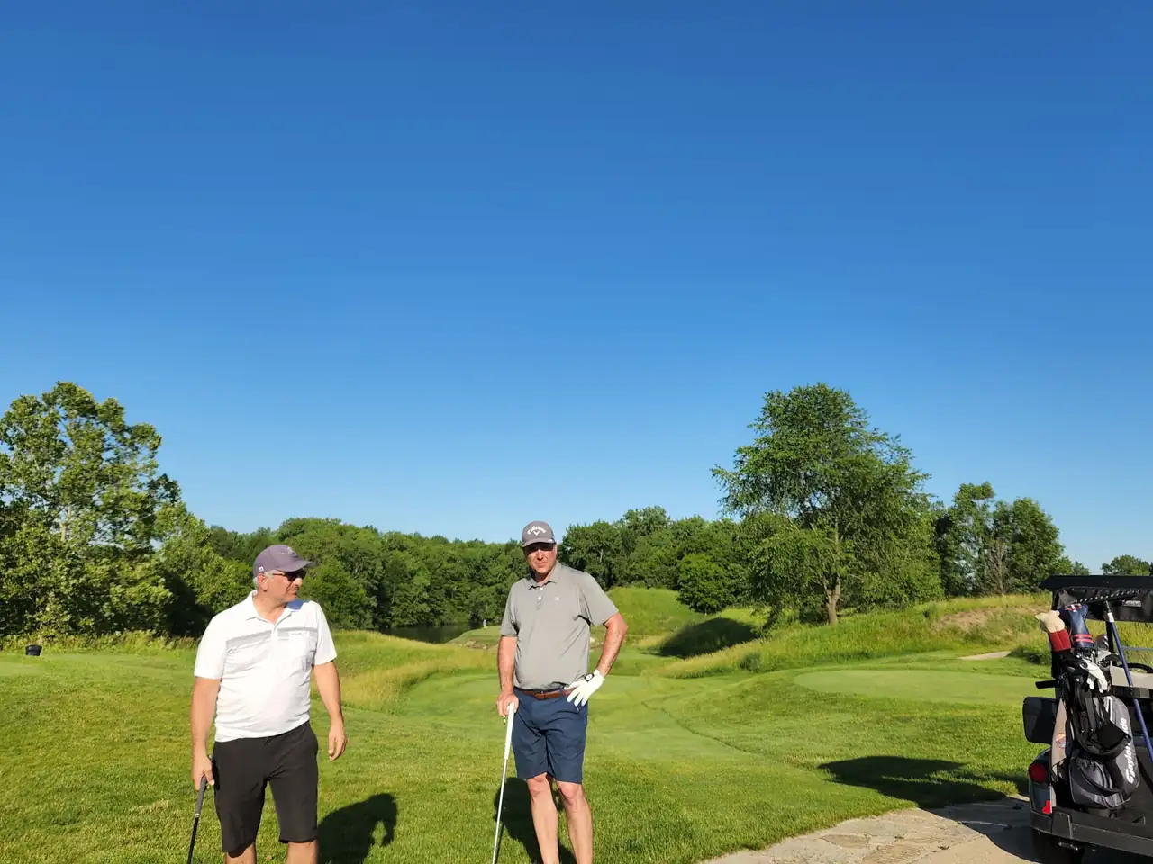 The Perry Bros on a sunny tee box at Victoria National, Newburgh, Indiana